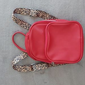 ART CLASS Cute strawberry Red Mini Backpack w/Cheetah Straps